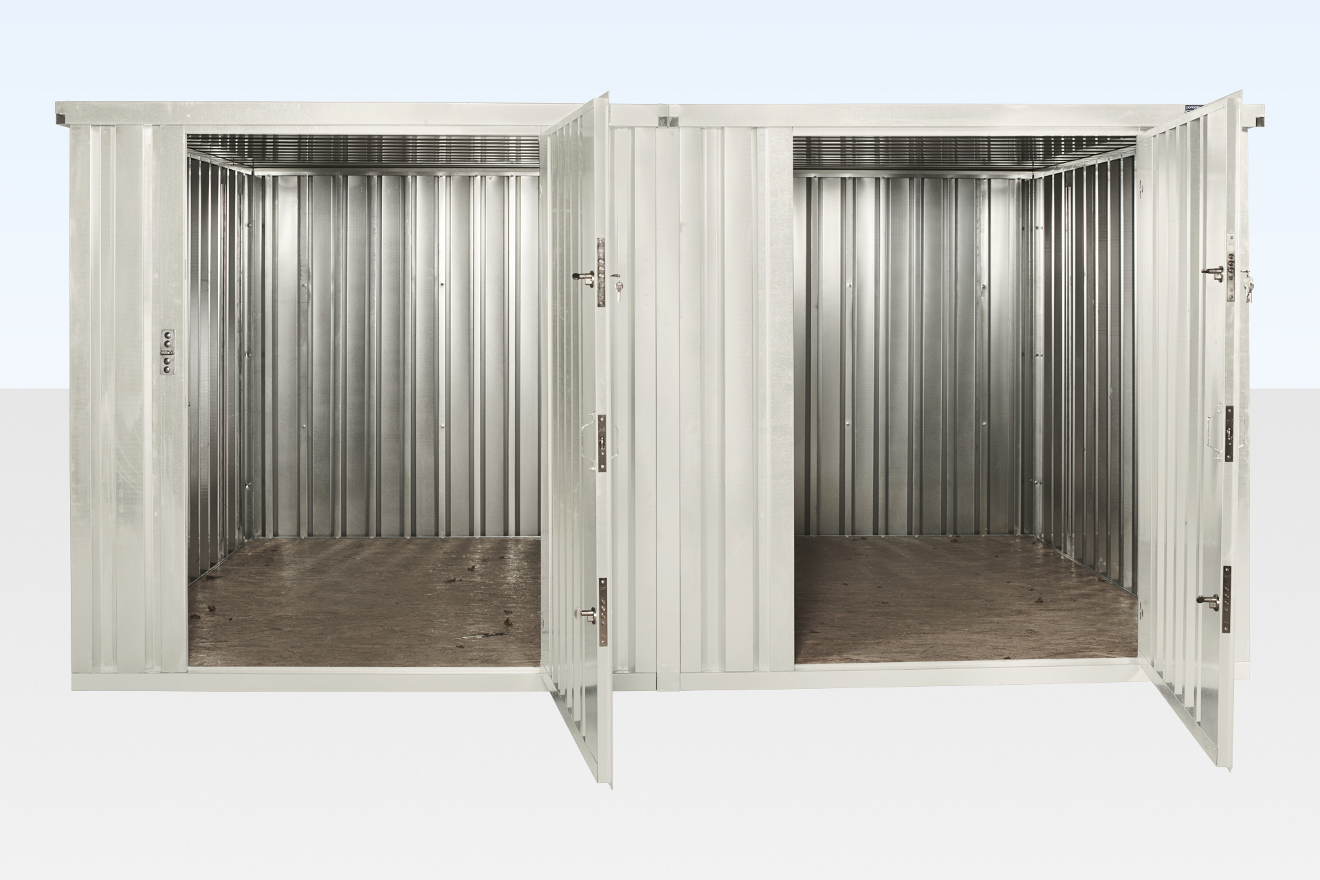 3m x 4.2m side linked flat pack container (powder coated)