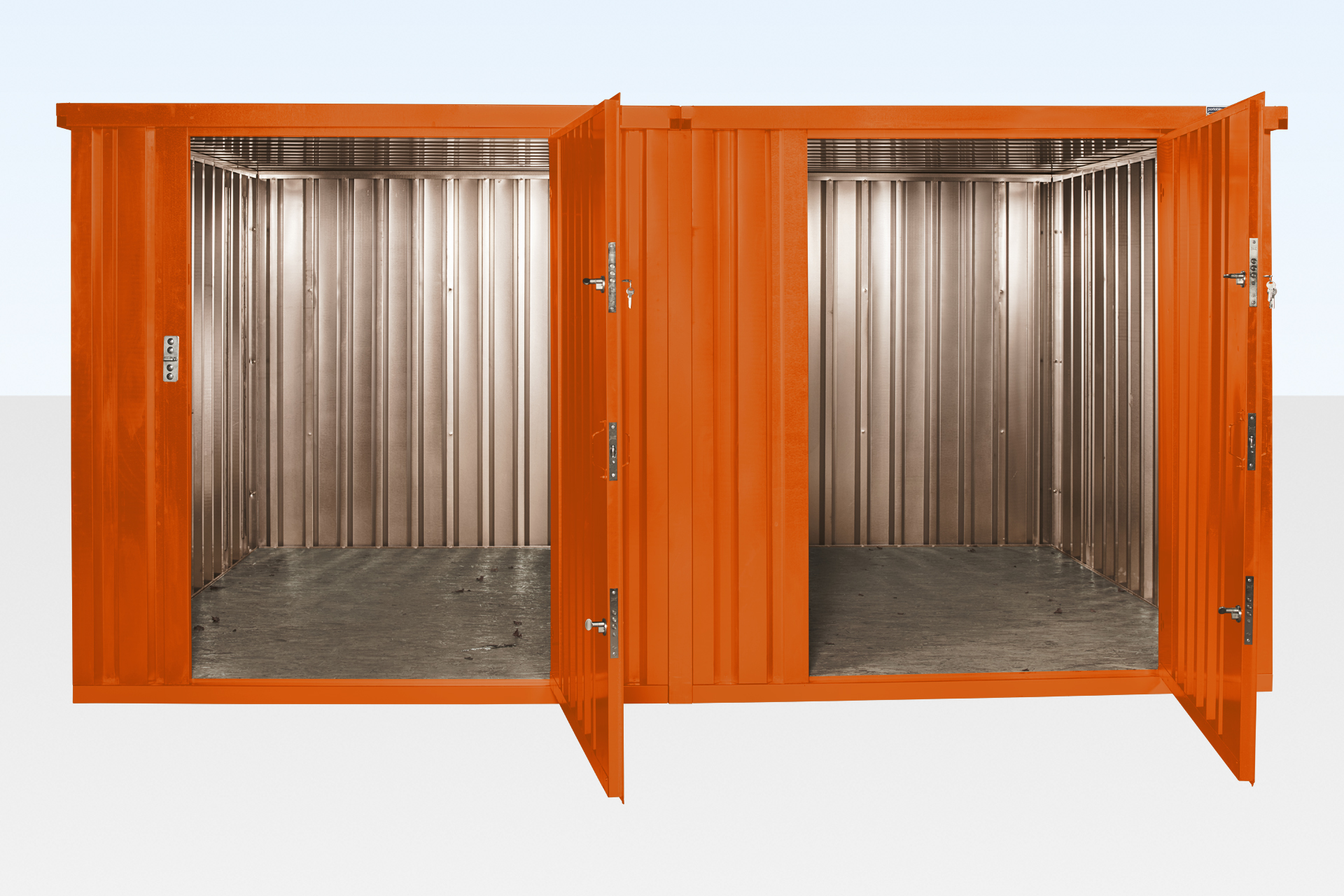 3m x 4.2m side linked flat pack container (powder coated)