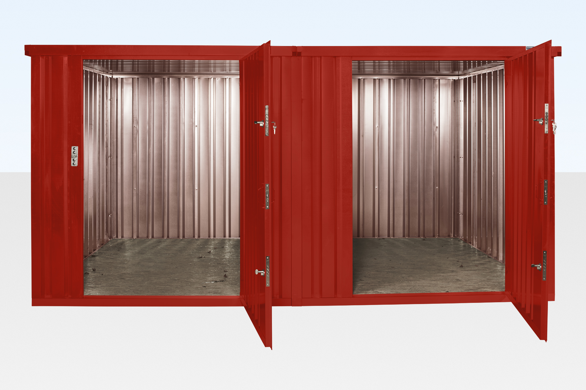 3m x 4.2m side linked flat pack container (powder coated)