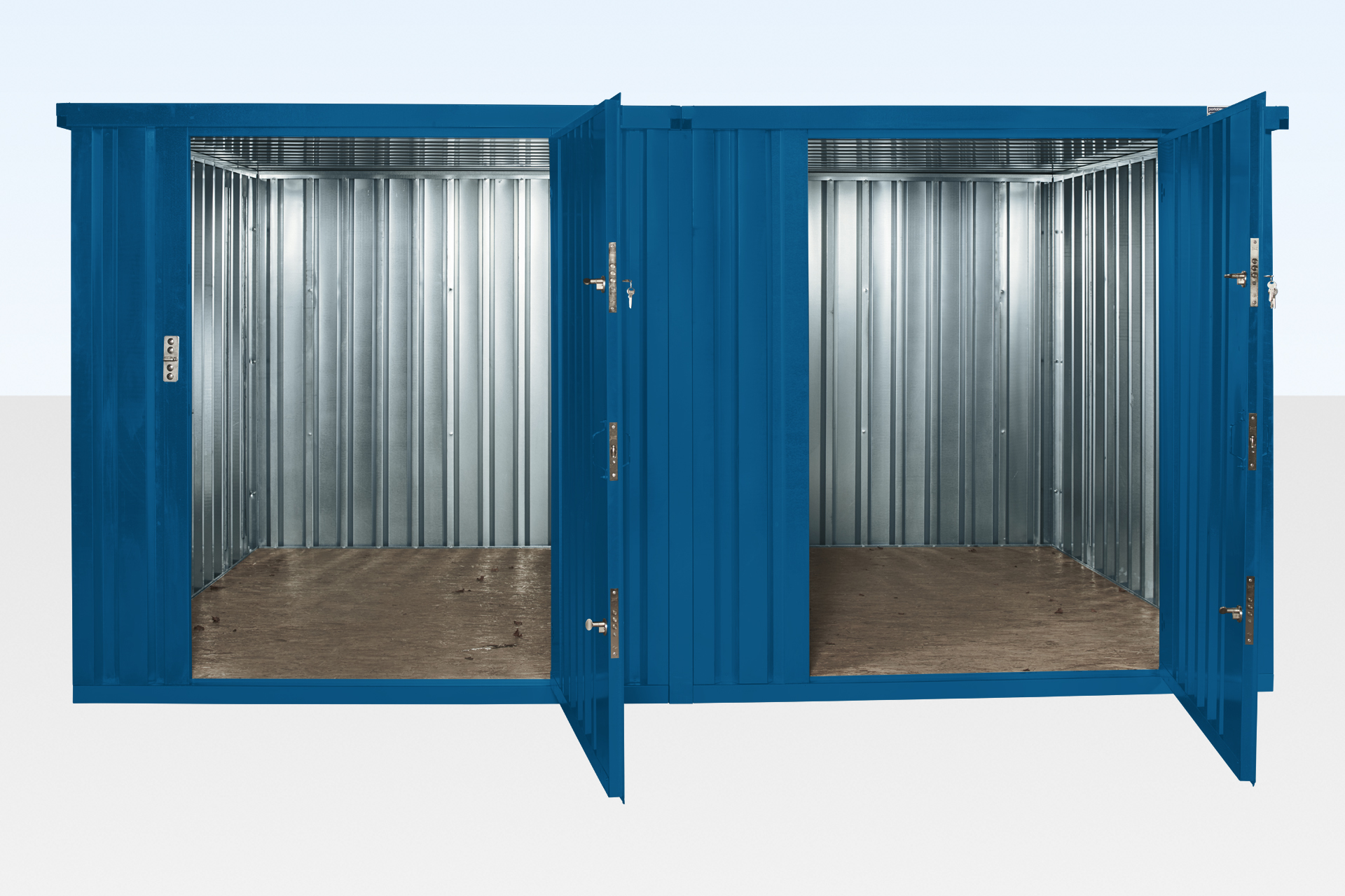 3m x 4.2m side linked flat pack container (powder coated)