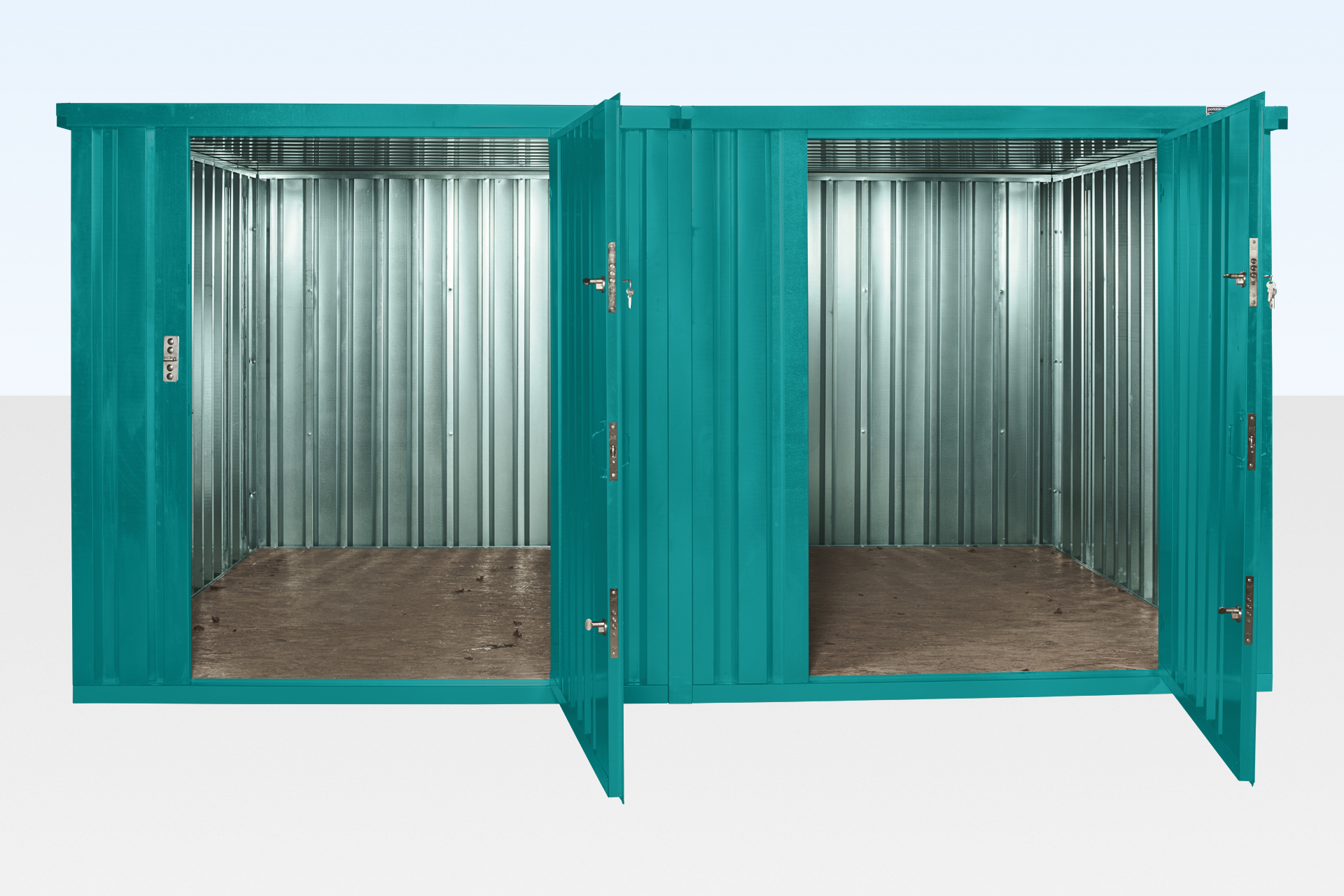 3m x 4.2m side linked flat pack container (powder coated)