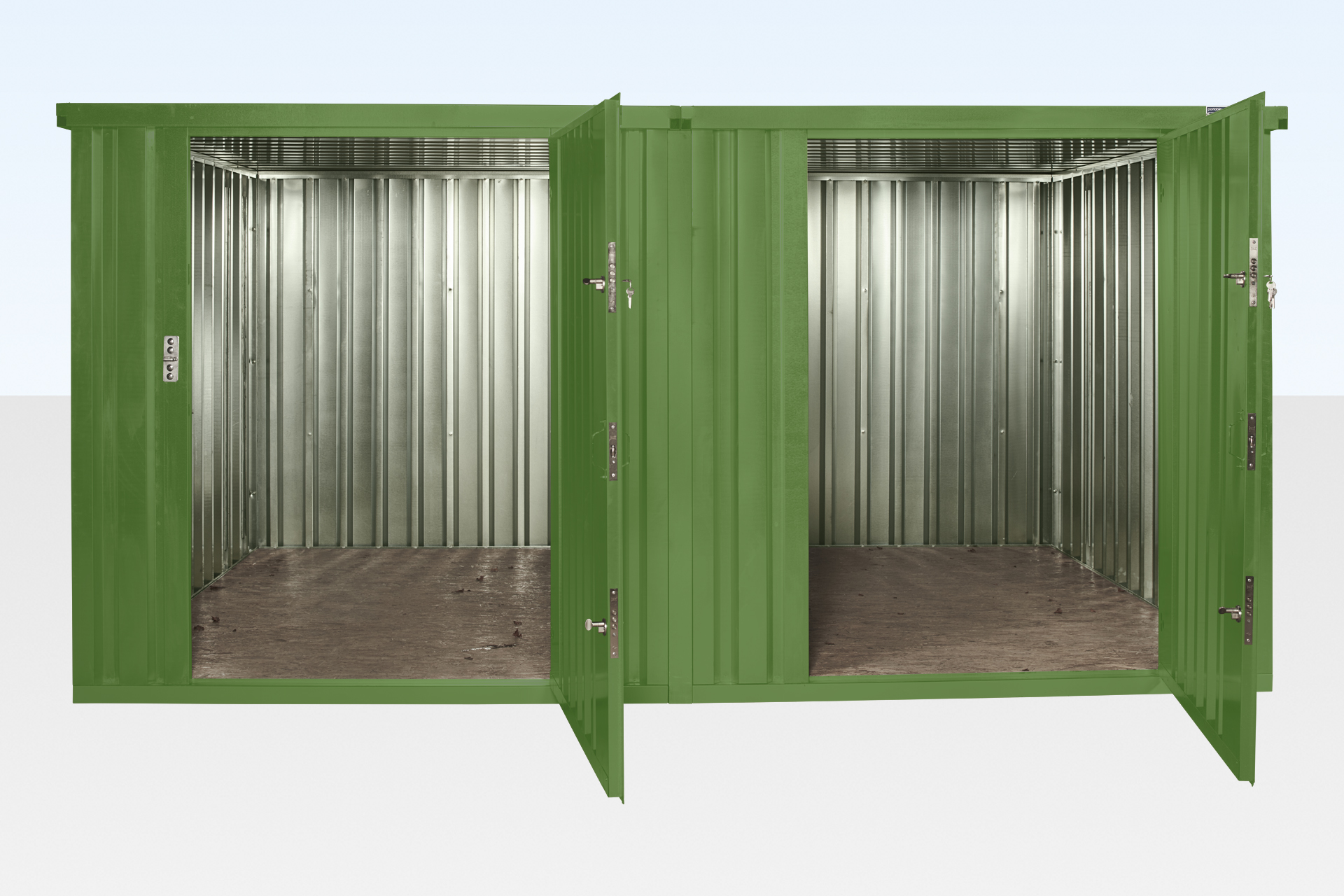 3m x 4.2m side linked flat pack container (powder coated)